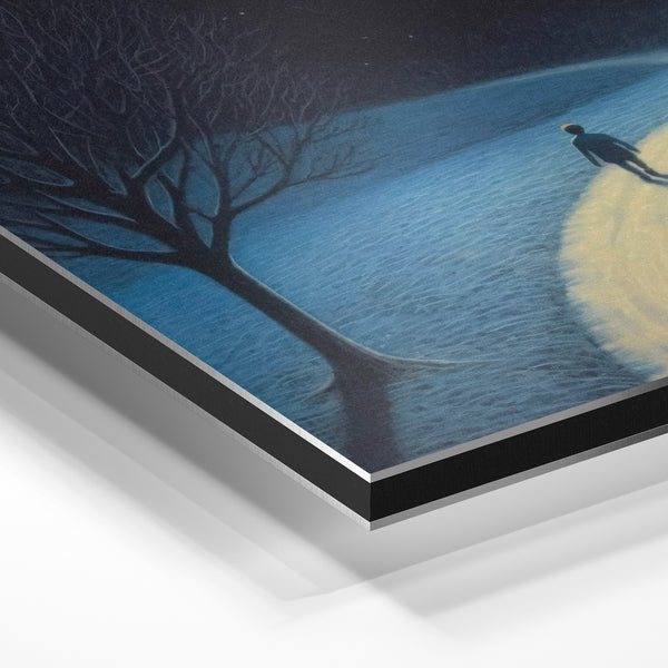 Silhouette sous la lune - Art nocturne poétique — Aluminium Dibond