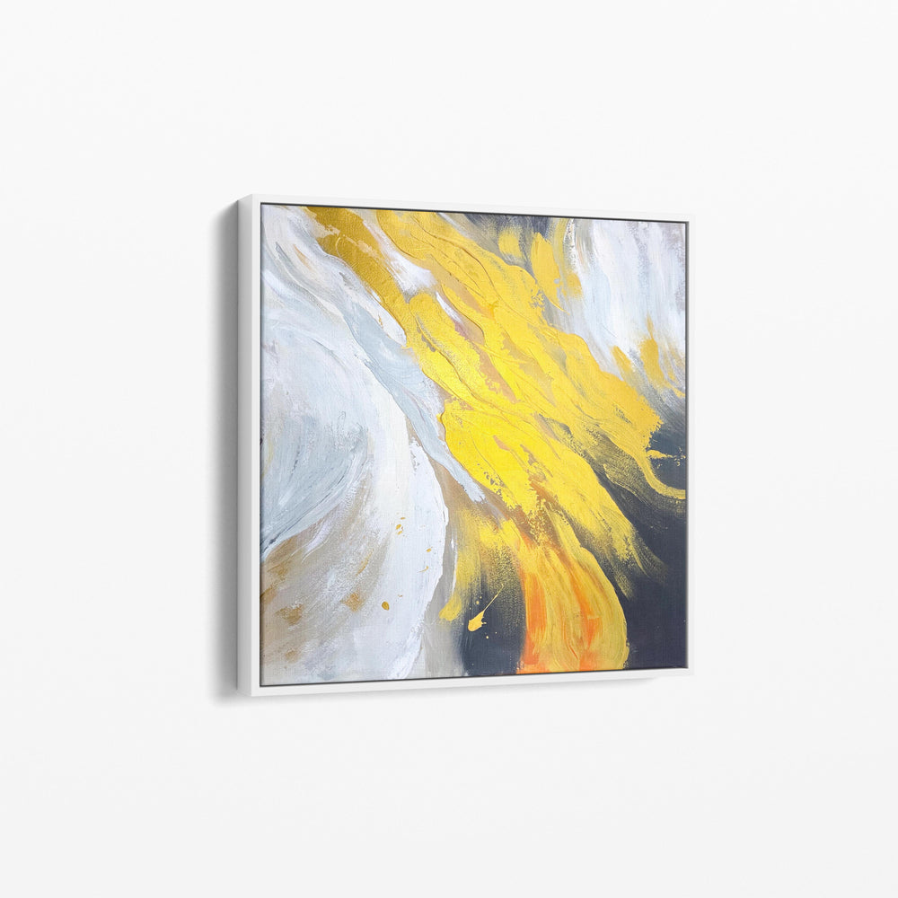 Contemporary painting golden waterfall