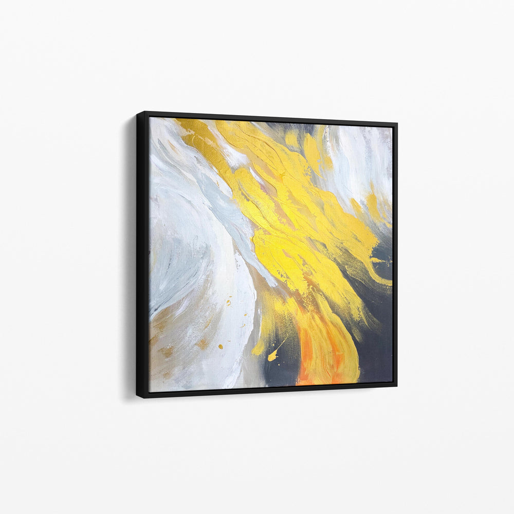 Contemporary painting golden waterfall