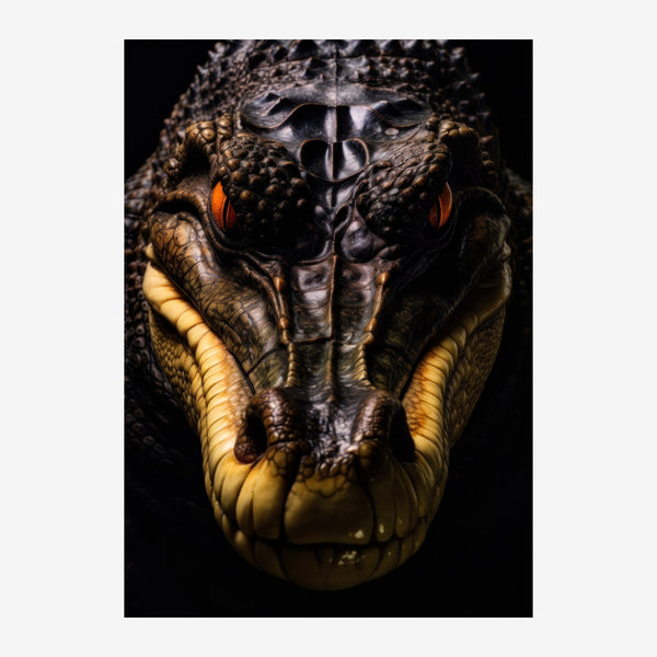 Portrait de crocodile noir et or moderne — Toile sur châssis
