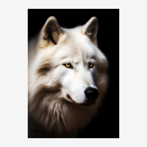Loup blanc aux yeux d'or, portrait noir et blanc — Toile sur châssis