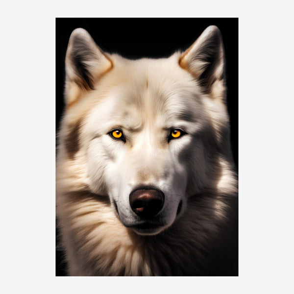 Loup aux yeux ambrés, portrait noir et blanc — Toile sur châssis