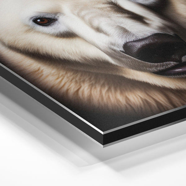 Ours blanc en portrait noir et blanc minimaliste — Aluminium Dibond