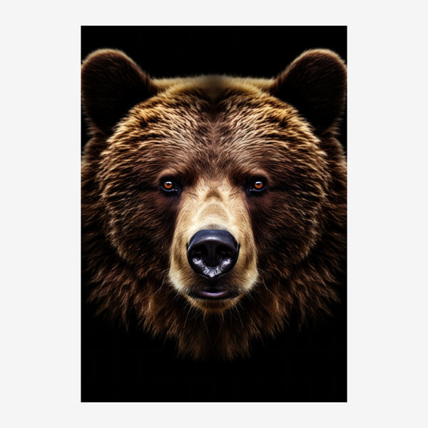 Ours brun regard perçant noir et marron minimaliste — Toile sur châssis