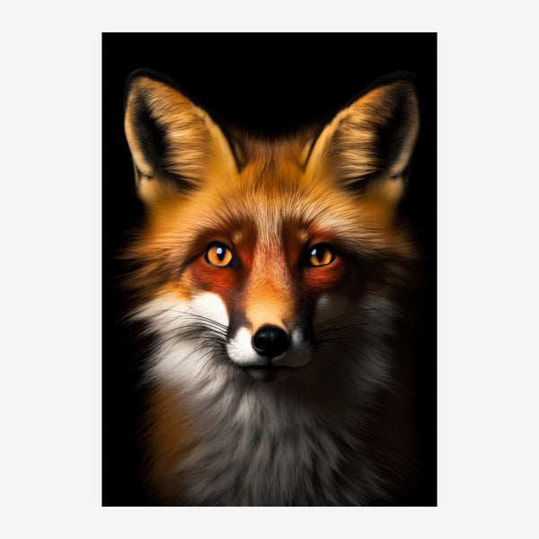 Portrait de renard noir et or aux yeux d'ambre — Toile sur châssis