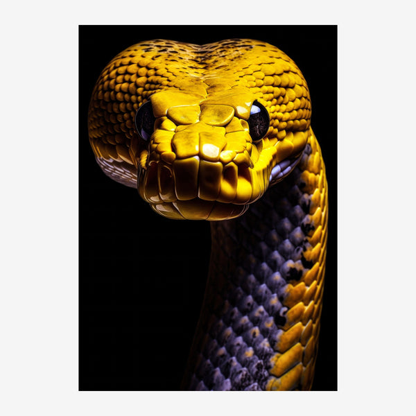 Serpent jaune et noir, portrait ophidien — Toile sur châssis