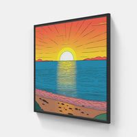 Picturesque Sunset Oasis-Canvas-artwall-20x20 cm-Black-Artwall