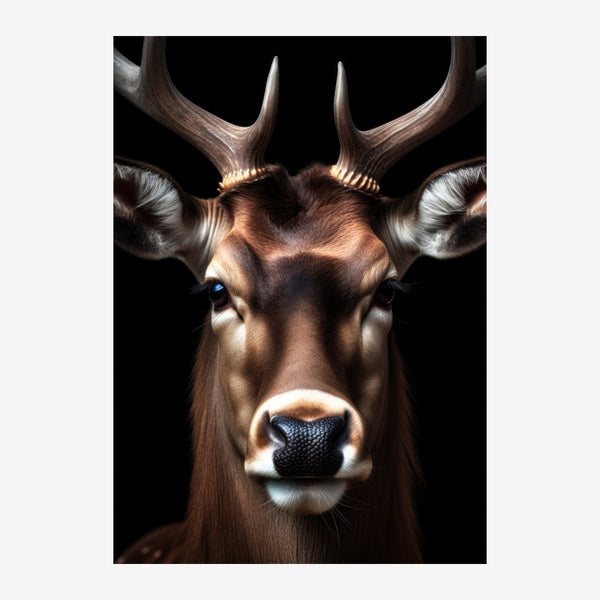 Antilope cornes spiralées, portrait noir et blanc — Toile sur châssis