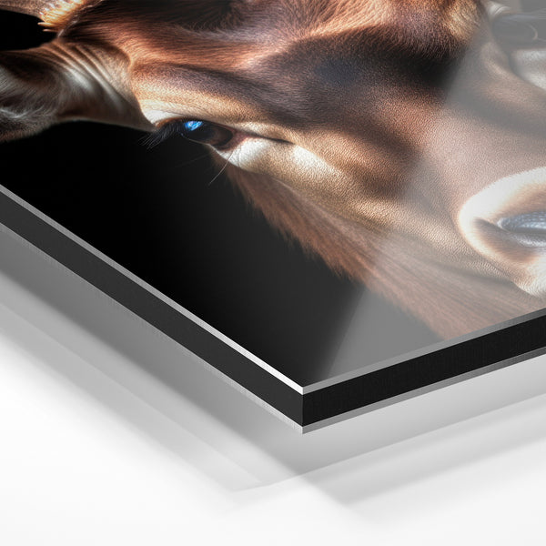 Antilope cornes spiralées, portrait noir et blanc — Aluminium Dibond relief 3D