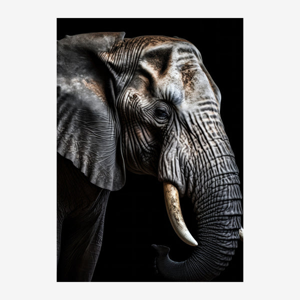 Portrait d'éléphant noir et blanc minimaliste — Toile sur châssis