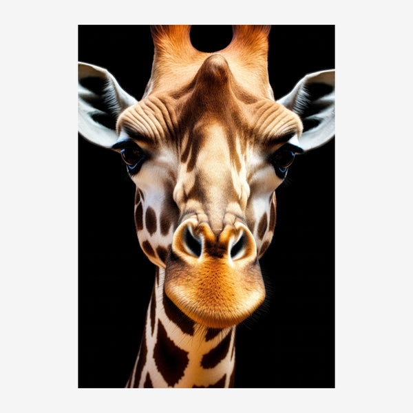 Girafe noir et or, portrait hyper-réaliste — Toile sur châssis