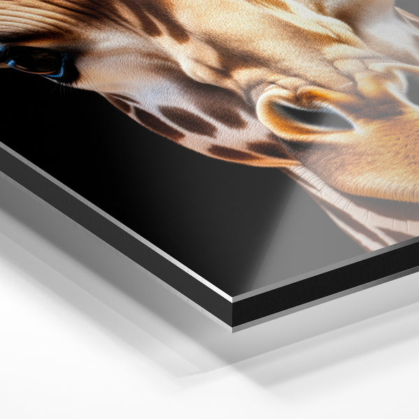 Girafe noir et or, portrait hyper-réaliste — Aluminium Dibond relief 3D