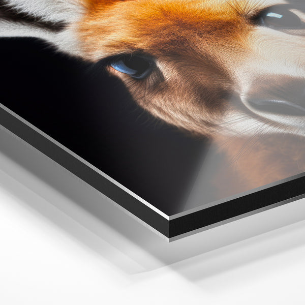 Portrait de kangourou roux, style animalier noir et blanc — Aluminium Dibond relief 3D