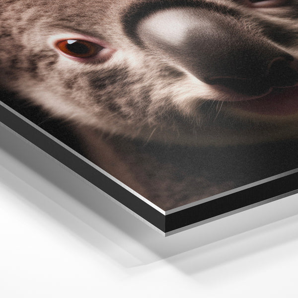 Portrait de Koala Noir et Gris en Gros Plan — Aluminium Dibond