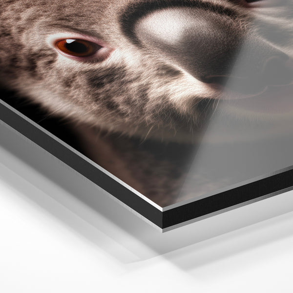 Portrait de Koala Noir et Gris en Gros Plan — Aluminium Dibond relief 3D