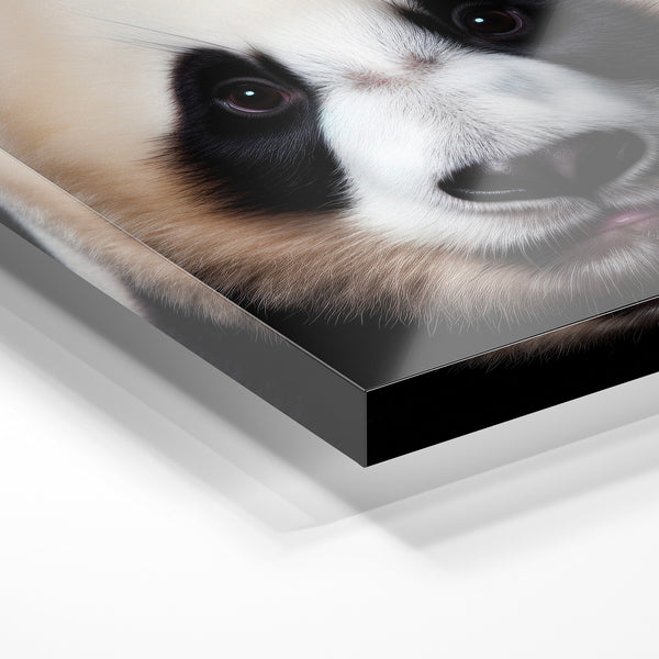 Portrait de panda noir et blanc minimaliste — Verre acrylique