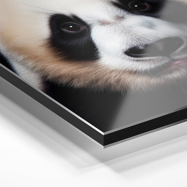 Portrait de panda noir et blanc minimaliste — Aluminium Dibond relief 3D