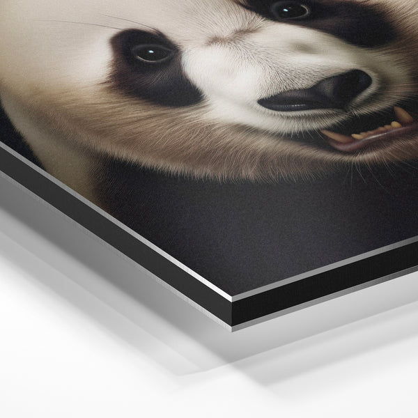 Panda au regard intense, poster noir et blanc — Aluminium Dibond