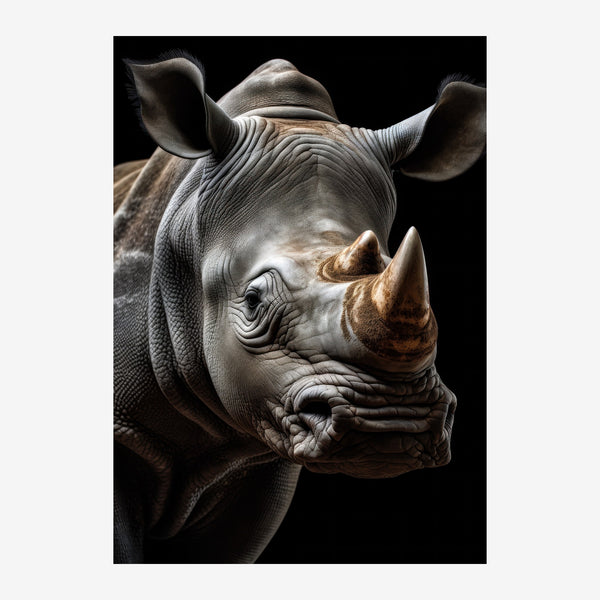 Rhinocéros noir et blanc, portrait animalier — Toile sur châssis