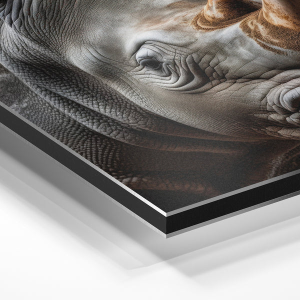 Rhinocéros noir et blanc, portrait animalier — Aluminium Dibond