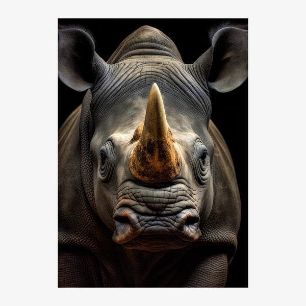 Portrait de rhinocéros face au noir et blanc — Toile sur châssis