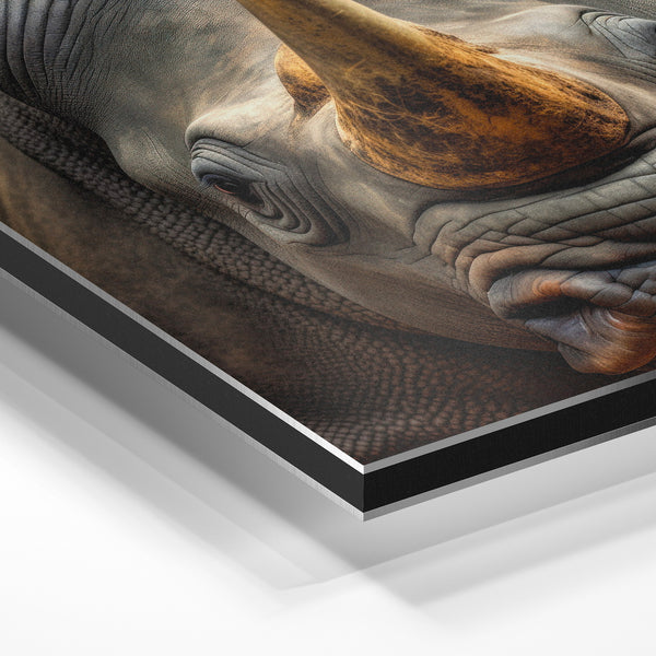 Portrait de rhinocéros face au noir et blanc — Aluminium Dibond
