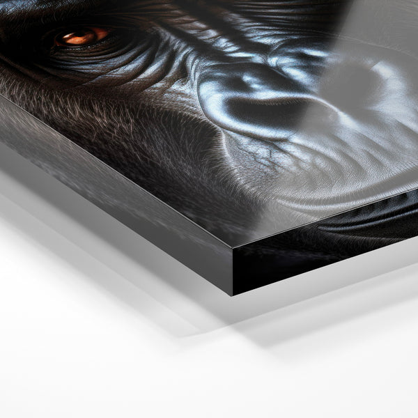 Gorille noir et ambre : portrait intensif — Verre acrylique