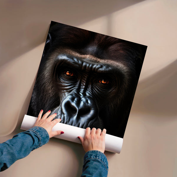 Gorille noir et ambre : portrait intensif — Poster HP mat