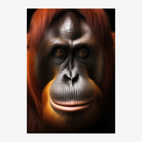 Portrait d'orang-outan roux et noir, regard intense — Toile sur châssis