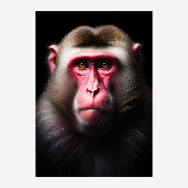 Primate aux yeux dorés, portrait noir et rose — Toile sur châssis