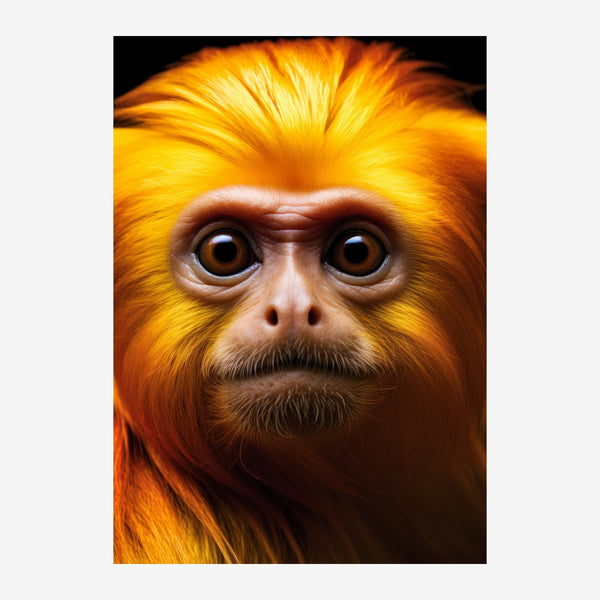 Portrait de singe aux yeux vifs, jaune et or — Toile sur châssis