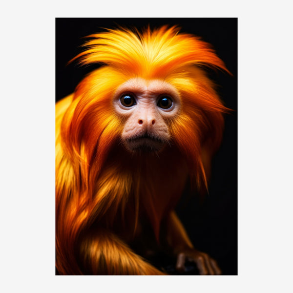 Primate aux yeux bleus, pelage or et noir — Toile sur châssis