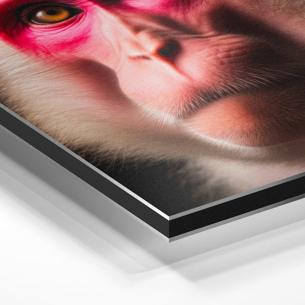 Portrait de primate rose vif, style pop art — Aluminium Dibond