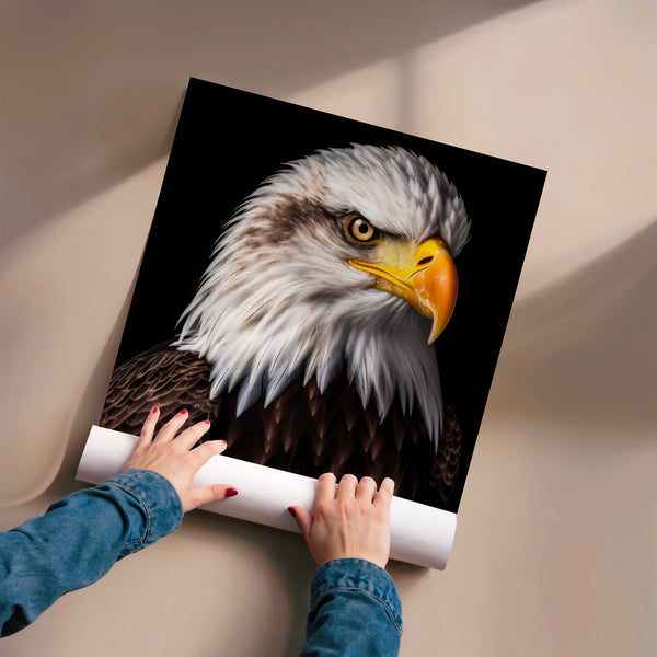 Aigle royal noir et blanc, portrait photoréaliste — Poster HP mat