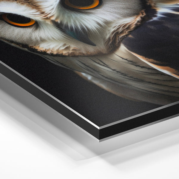 Chouette aux yeux d'or, portrait noir et blanc — Aluminium Dibond