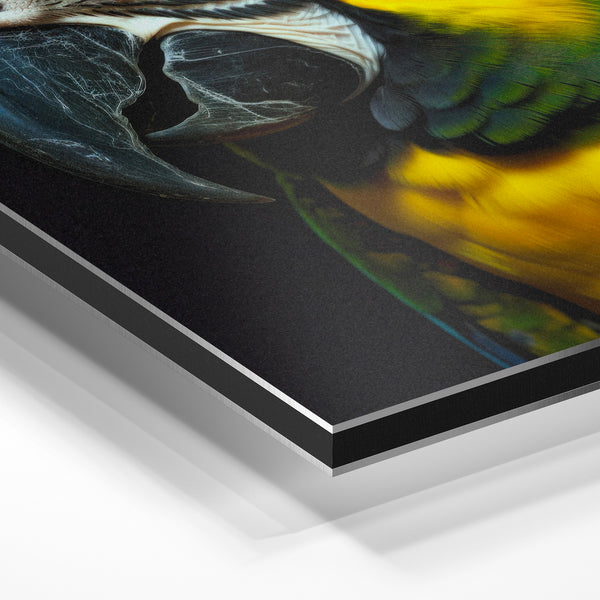 Ara vert et jaune, portrait animalier réaliste — Aluminium Dibond