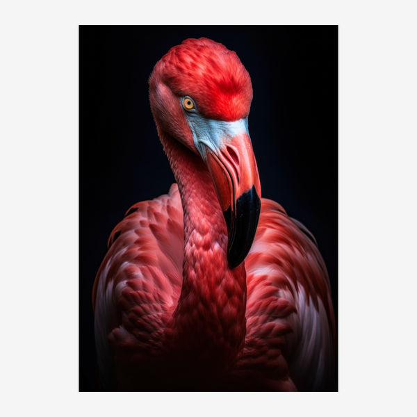 Flamant rouge et noir, portrait animalier — Toile sur châssis