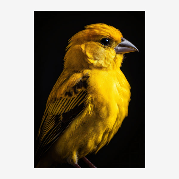 Canari jaune et noir, portrait animalier — Toile sur châssis