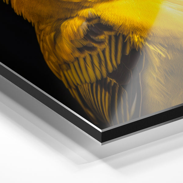 Canari jaune et noir, portrait animalier — Aluminium Dibond relief 3D