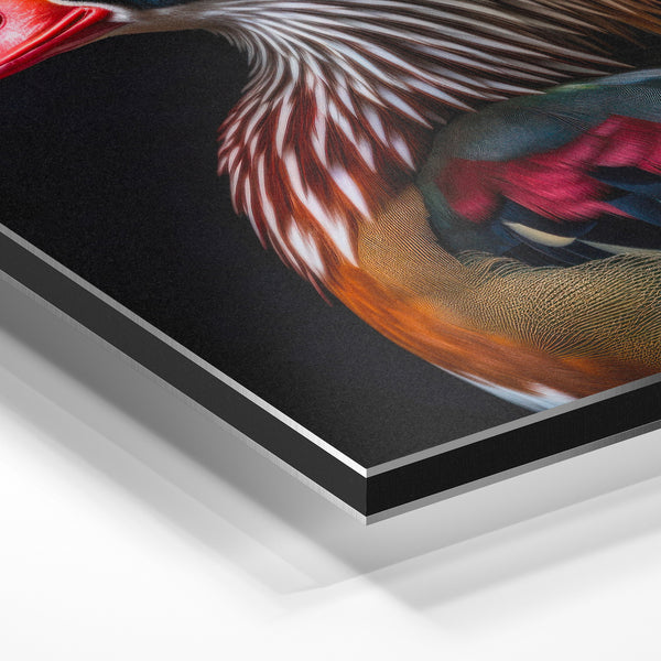Canard mandarin portrait nature noir et or — Aluminium Dibond