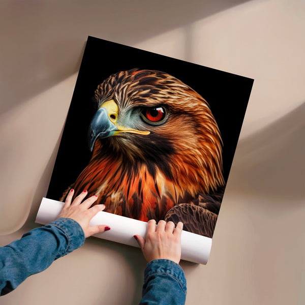 Aigle royal noir et or, portrait intense — Poster HP mat