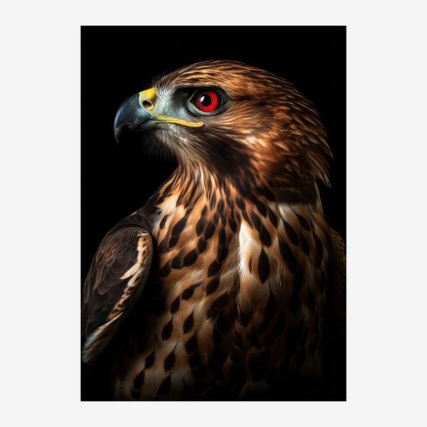 Aigle royal aux yeux rouges, portrait noir et or — Toile sur châssis