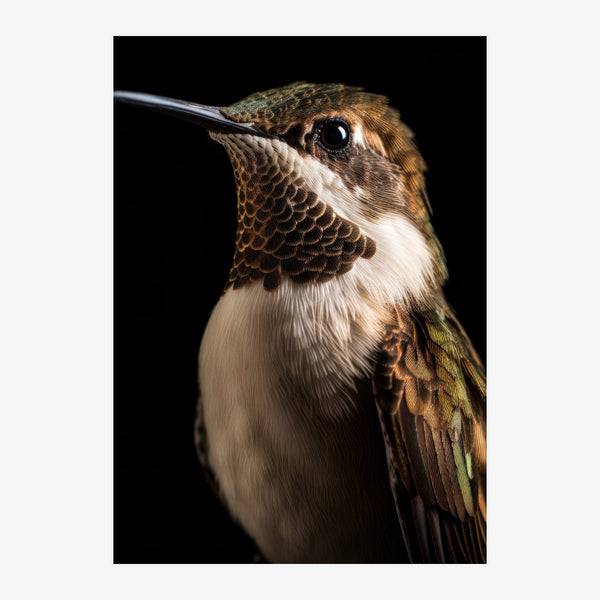 Colibri noir et or, portrait photographique — Toile sur châssis