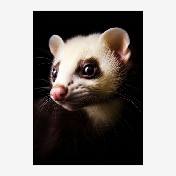 Opossum blanc et noir, portrait animalier — Toile sur châssis
