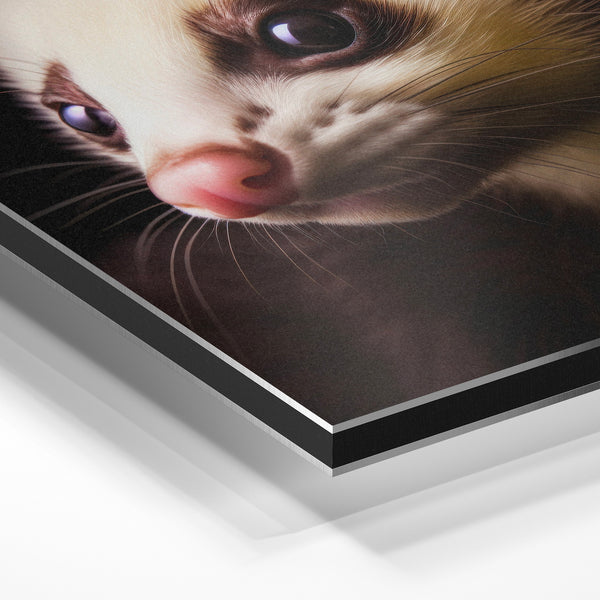Opossum blanc et noir, portrait animalier — Aluminium Dibond