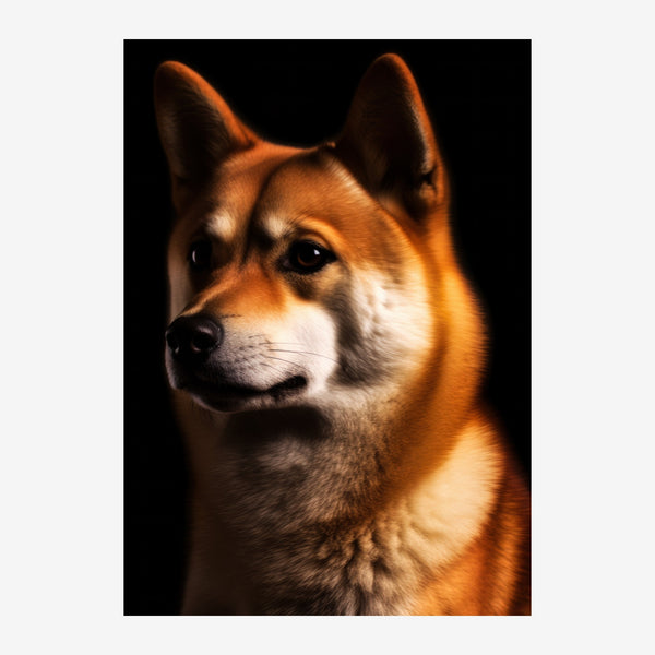Corgi en lumière dorée, portrait noir et blanc — Toile sur châssis