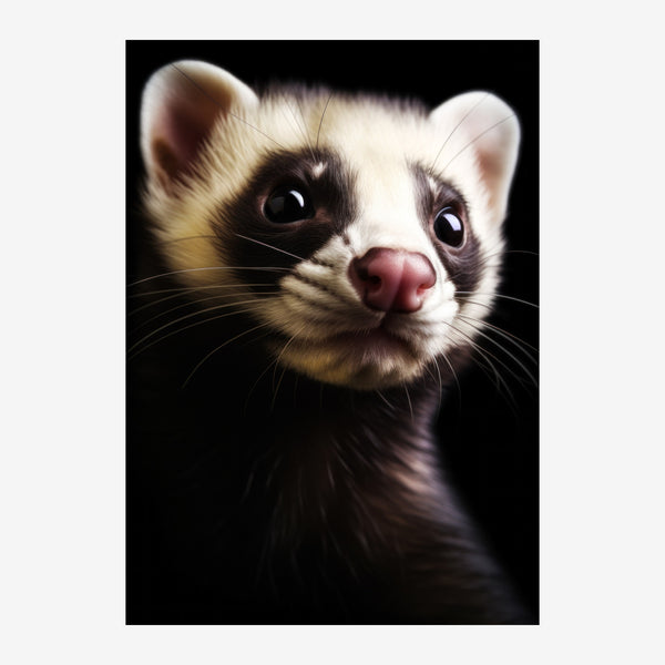 Furet au regard curieux, portrait noir et blanc — Toile sur châssis