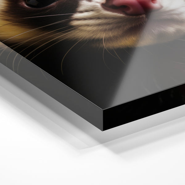 Furet au regard curieux, portrait noir et blanc — Verre acrylique
