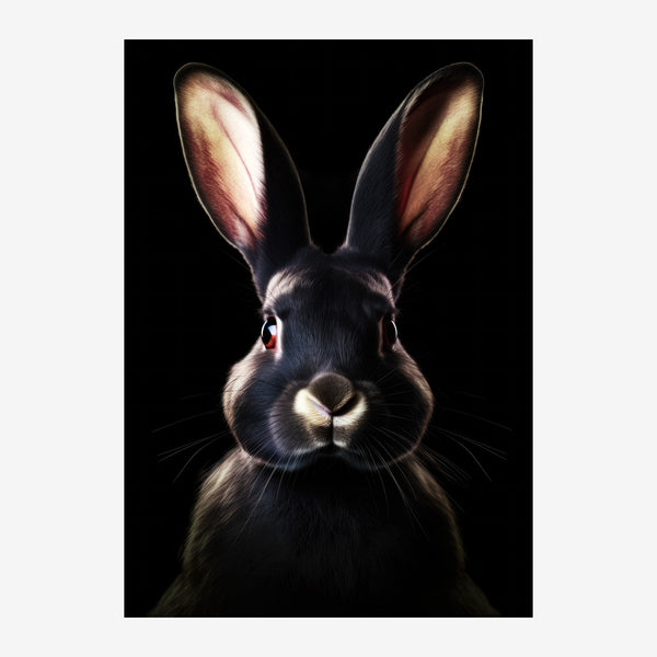 Portrait de lapin noir et blanc minimaliste — Toile sur châssis