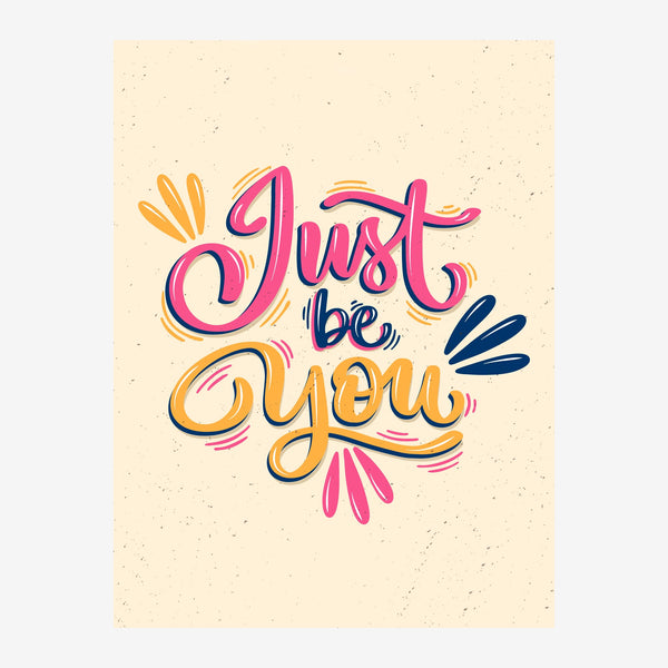 Just be you - Affiche lettrage pop art rétro beige — Toile sur châssis